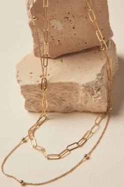 Georgia Mae Double Link EOL Chain Gold Necklace