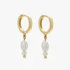 Murkani Double Pearl 18k Gold Plated Huggie EOL Earrings