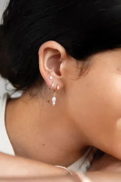 Murkani Double Pearl 18k Gold Plated Huggie EOL Earrings