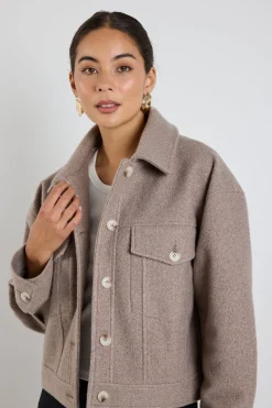Among the Brave Driver Taupe Boucle Trucker Jacket