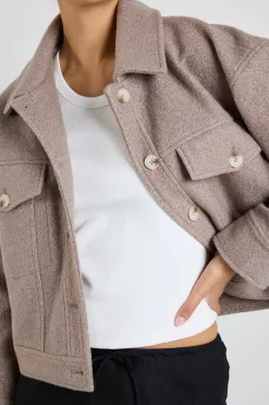 Among the Brave Driver Taupe Boucle Trucker Jacket
