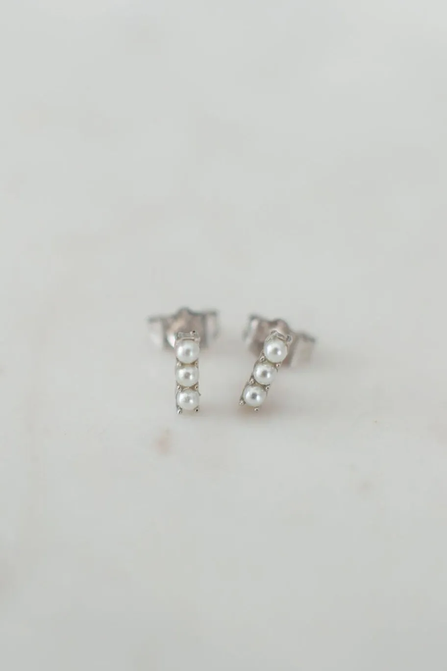 Sophie Drop Silver Pearl Small EOL Stud Earrings