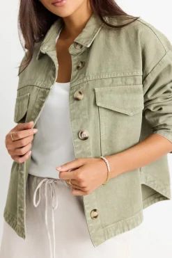 Among the Brave Echo Khaki Patch Pocket Denim Jacket