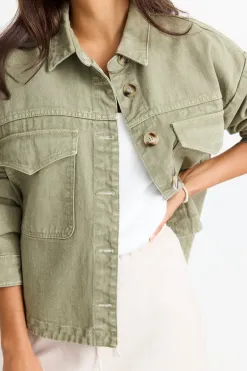 Among the Brave Echo Khaki Patch Pocket Denim Jacket
