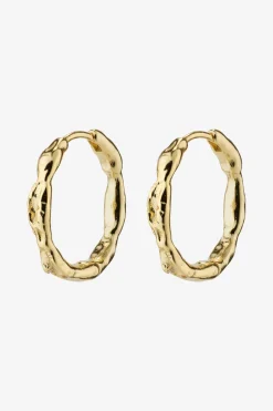 Pilgrim Eddy Recycled Organic Shaped Large Gold Plated EOL Hoop Earrings