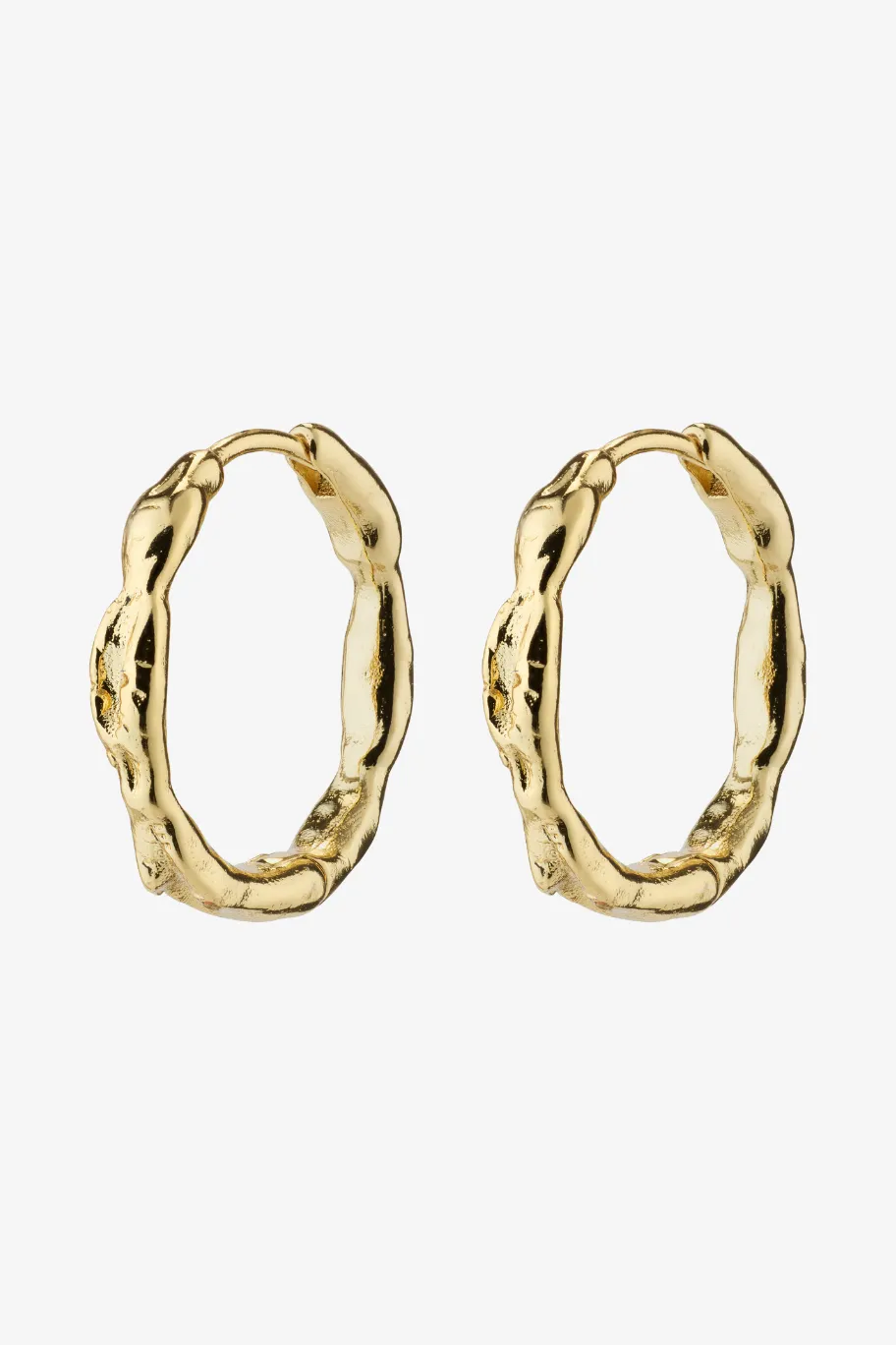 Pilgrim Eddy Recycled Organic Shaped Large Gold Plated EOL Hoop Earrings