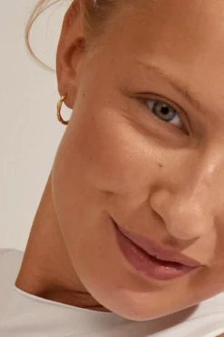 Pilgrim Eddy Recycled Organic Shaped Large Gold Plated EOL Hoop Earrings