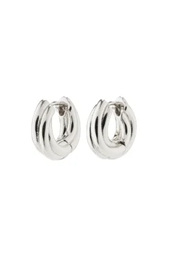 Pilgrim Edea Recycled EOL Chunky Silver Plated Huggie Hoop Earrings