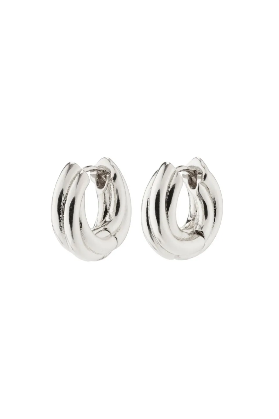 Pilgrim Edea Recycled EOL Chunky Silver Plated Huggie Hoop Earrings