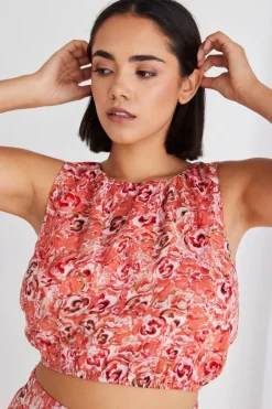 Ivy + Jack Effective Cinnamon Floral Shell Top