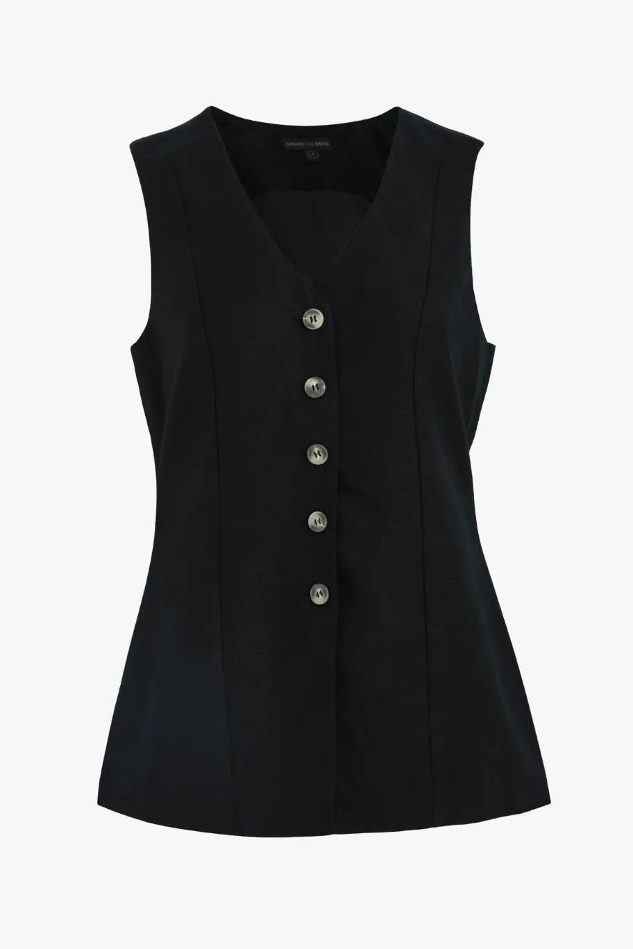 Among the Brave Eiffel Black Linen Viscose Fitted Longline Vest