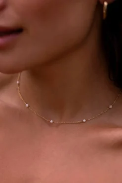 Love Lunamei Elara Mother Of Pearl Ball 18k Gold Plate Necklace