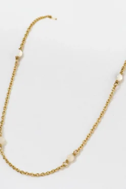 Love Lunamei Elara Mother Of Pearl Ball 18k Gold Plate Necklace