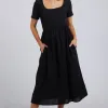 Foxwood Ella Black SS Midi Dress