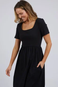 Foxwood Ella Black SS Midi Dress