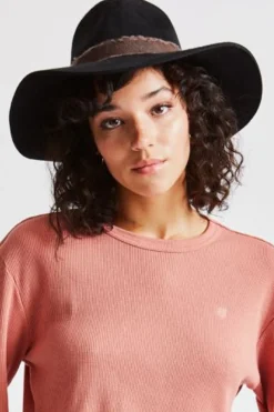 Brixton Ella Fedora Felt Black Brown Hat