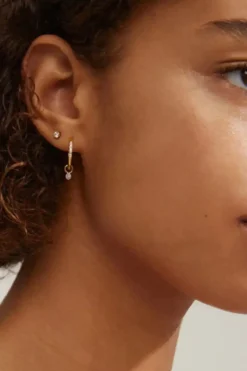 Pilgrim Elna Crystal Hoop Gold Set 2 Recycled Earrings