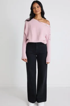 By Rosa. Elope Blush Pink Batwing Knit Jumper