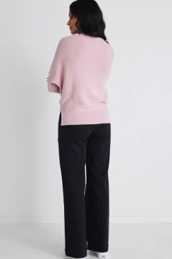 By Rosa. Elope Blush Pink Batwing Knit Jumper