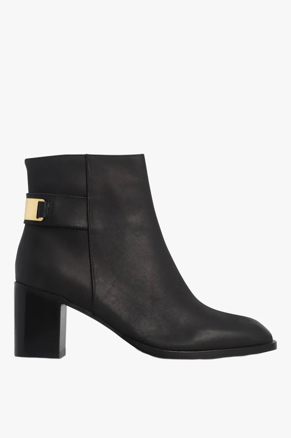 Nude Elsie Mid Heel Black Ankle Boot