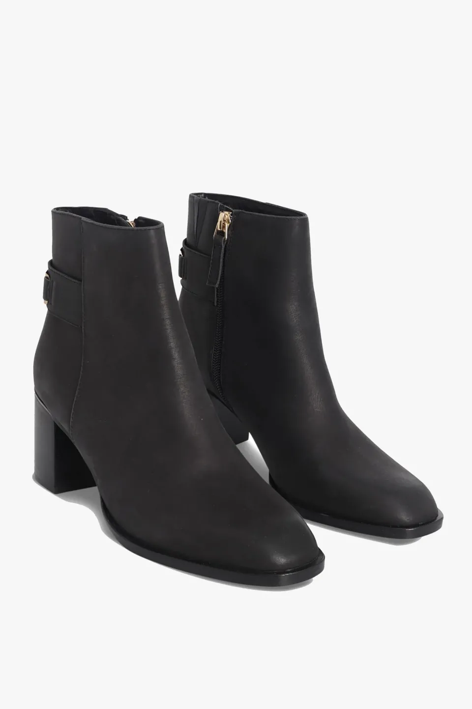 Nude Elsie Mid Heel Black Ankle Boot
