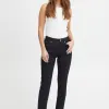 Pulz Jeans Emma Dark Unwashed High Waisted Straight Leg Jean