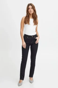 Pulz Jeans Emma Dark Unwashed High Waisted Straight Leg Jean