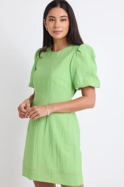 Stories be Told Emory Apple Puff Sleeve Tie Mini Dress