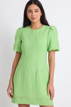 Stories be Told Emory Apple Puff Sleeve Tie Mini Dress