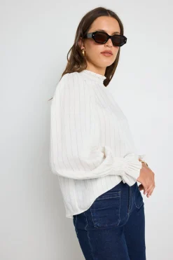 Ivy + Jack Emphatic Ivory Stripe High Neck Top