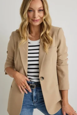 Among the Brave Enough Camel Textured Fitted Blazer