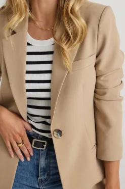 Among the Brave Enough Camel Textured Fitted Blazer