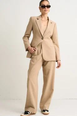 Among the Brave Enough Camel Textured Fitted Blazer