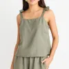 Love Lulu Enriched Khaki Linen Blend Straight Cami