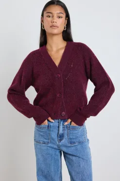 Stories be Told Essence Burgundy Knit Cardigan