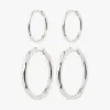 Pilgrim Eve Hoop 2-in-1 Set EOL Silver-Plated Earrings
