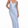 Blak Evermore Blue Cloud Satin Slip Dress