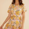 Mink Pink Ezra Marigold Floral SS Puff Mini Dress