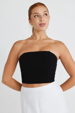 Stories be Told Facade Black Crepe Bustier Top