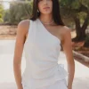 Among the Brave Fairytale White Linen One Shoulder Cutout Top