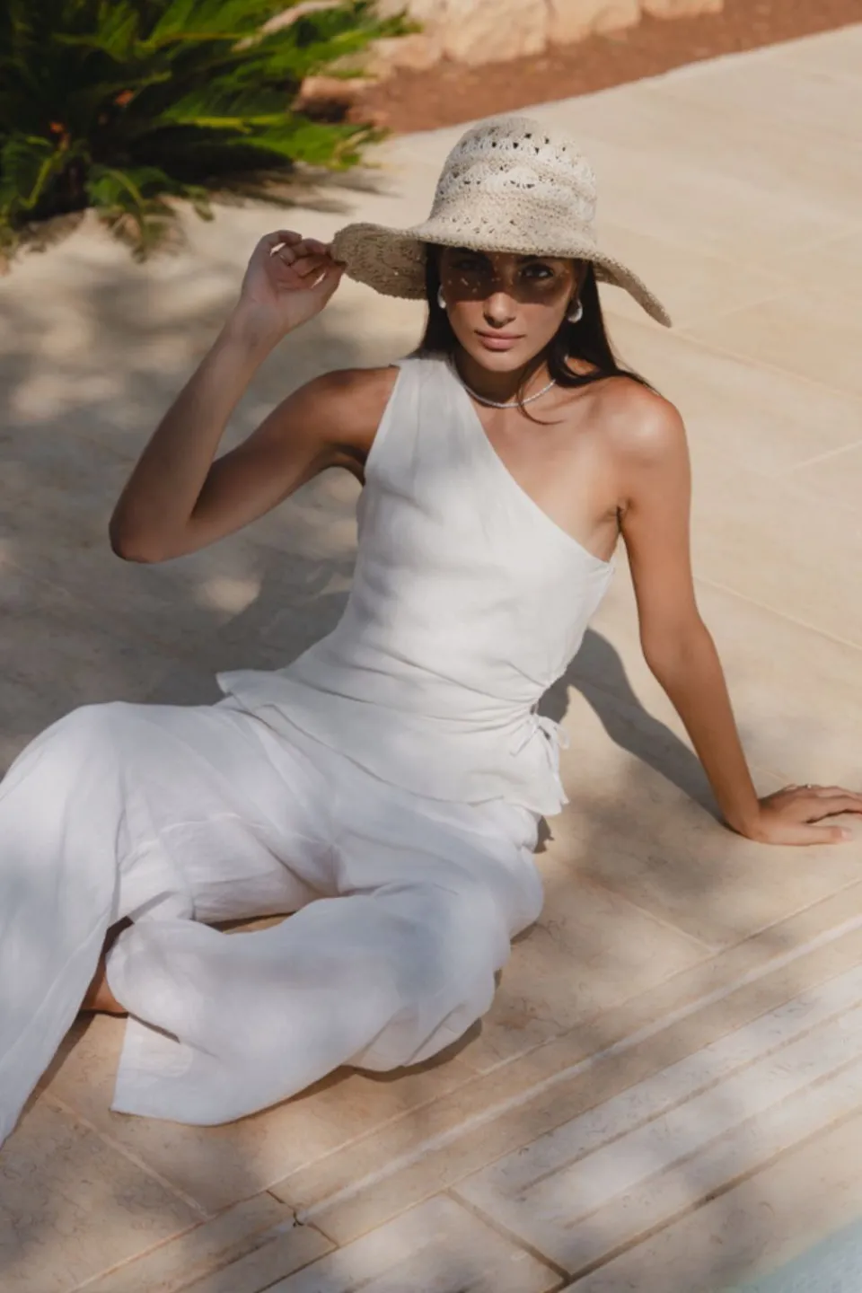 Among the Brave Fairytale White Linen One Shoulder Cutout Top