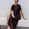 Blak Falling In Love Chocolate SS Satin Maxi Dress