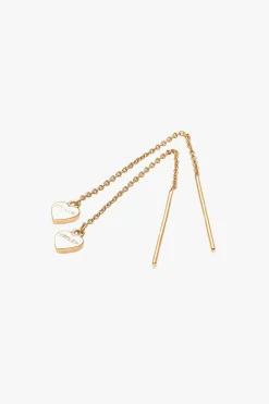 Stolen Girlfriends Club Falling Stolen Heart Thread Earrings 18ct Gold Plated