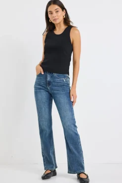 Stories be Told Farah Mid Blue High Rise Soft Flare Jean