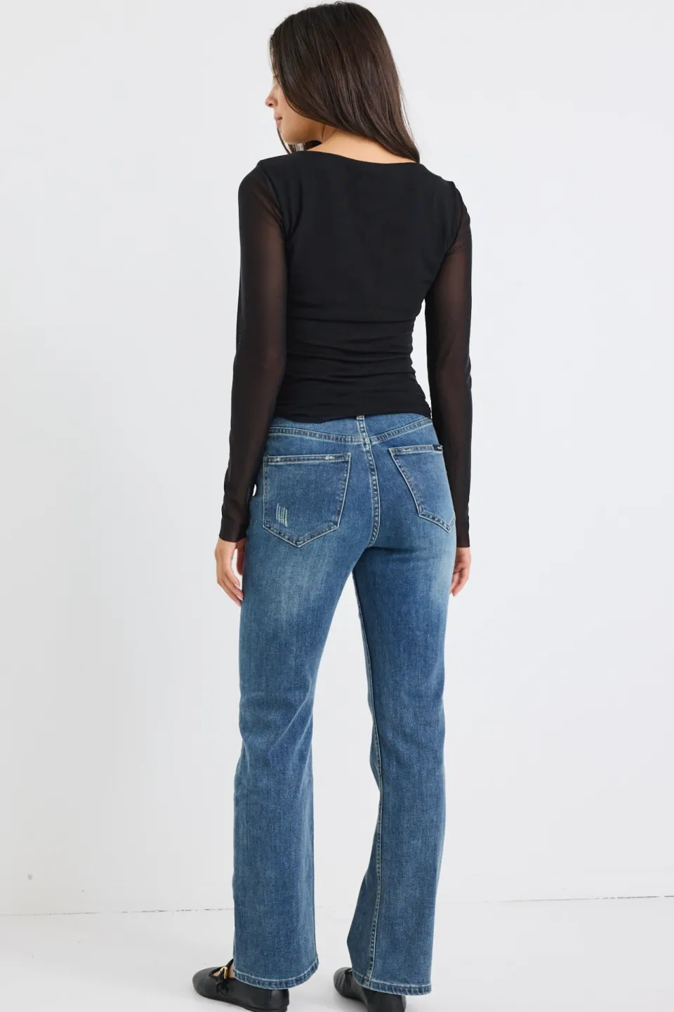 Stories be Told Farah Mid Blue High Rise Soft Flare Jean