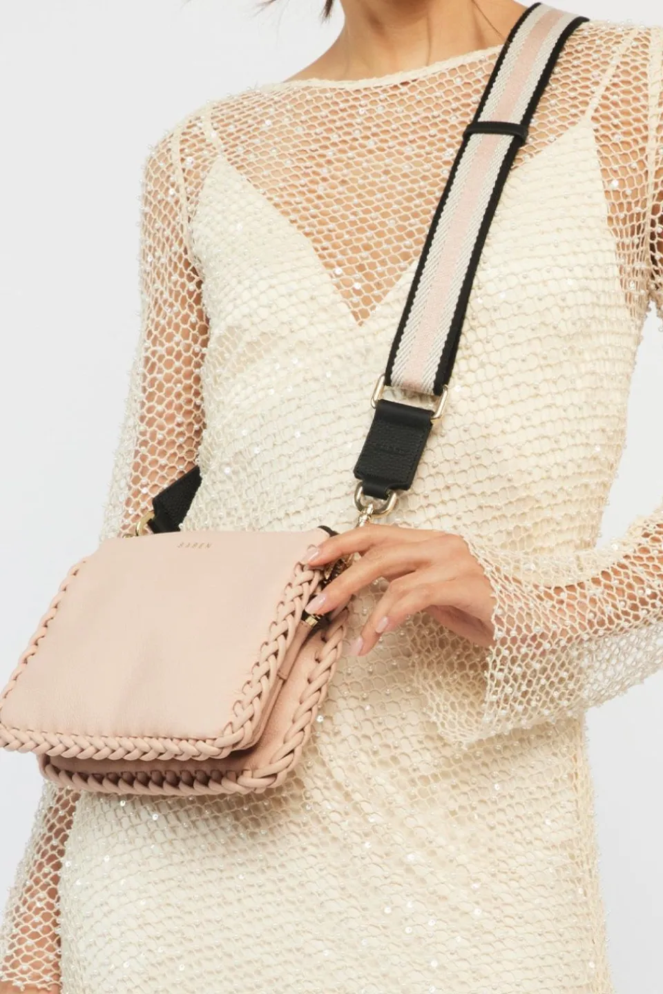 Saben Feature Black + White + Blush Bag Strap