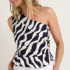 Among the Brave Fiction Ink Geo Wave One Shoulder Top