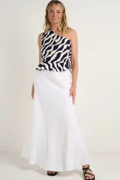 Among the Brave Fiction Ink Geo Wave One Shoulder Top
