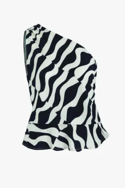 Among the Brave Fiction Ink Geo Wave One Shoulder Top