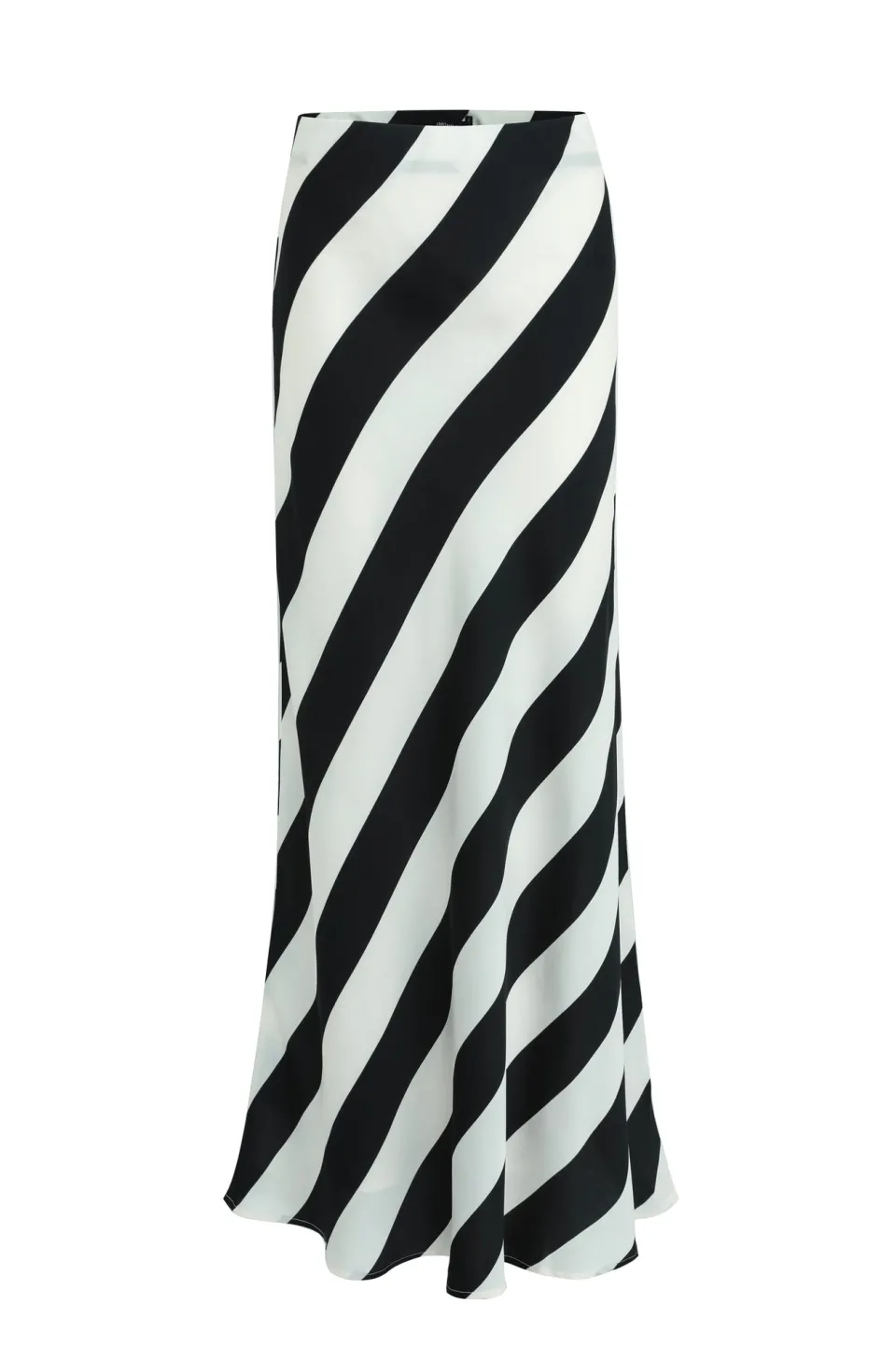 Among the Brave Fiery Black Stripe Satin Bias Maxi Skirt